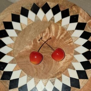 Charming Cherry Earrings - Red and Gold
